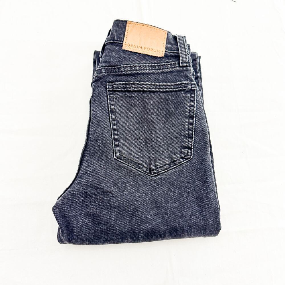 Denim Forum The Arlo Hi-Rise Trouser Straight Charcoal Denim Jeans Size 23